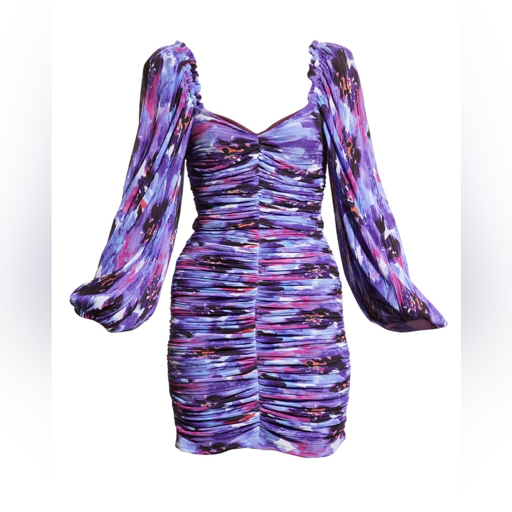 NWT Rebecca Vallance Purple Rain Ruched Mini Dress 4